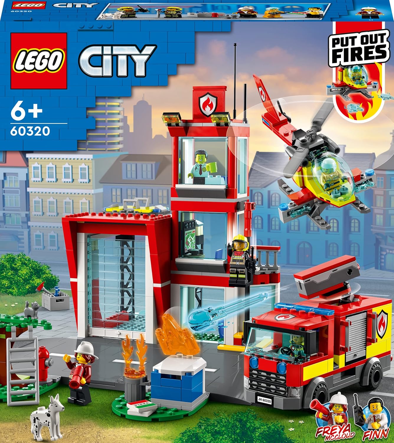 Lego City Fire Station Set 60320 with Garage, Helicopter & Fire Engine Toys Plus Firefighter Minifigures, Emergency Vehicles Playset, Gifts for Kids Age 6 Plus