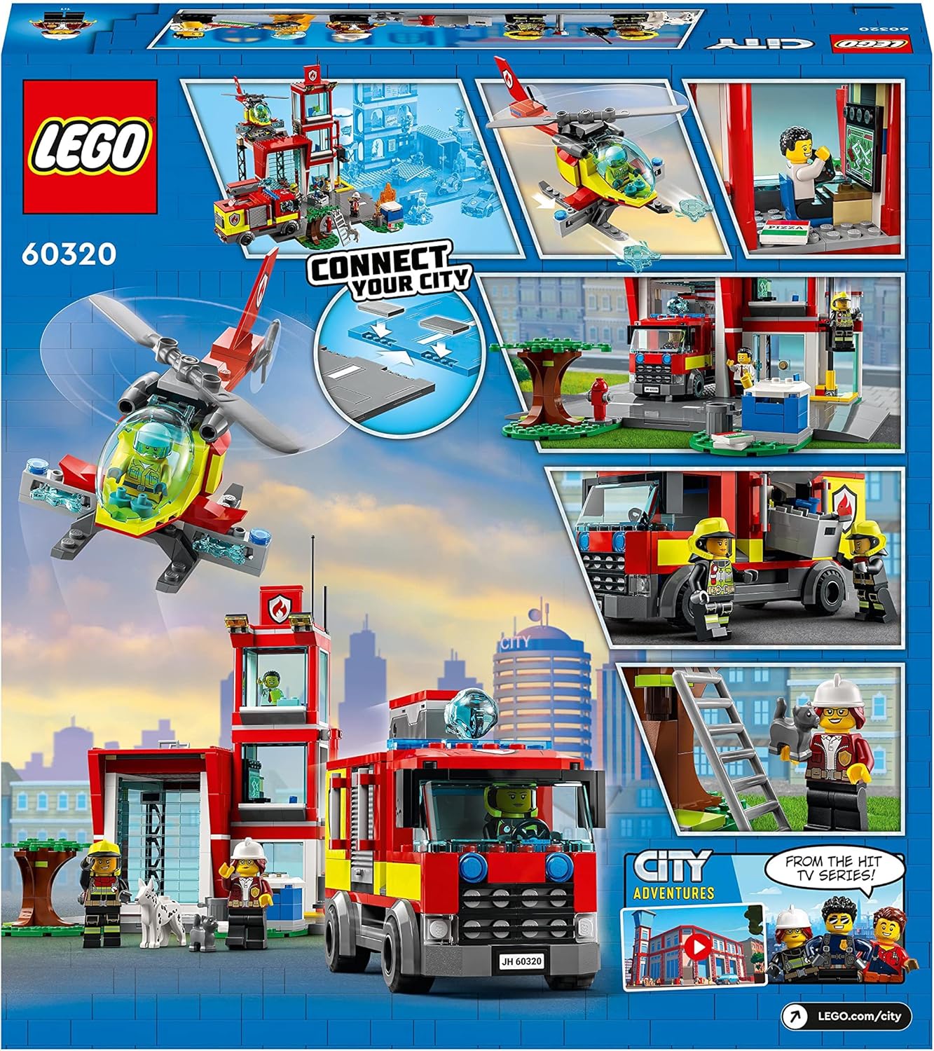 Lego City Fire Station Set 60320 with Garage, Helicopter & Fire Engine Toys Plus Firefighter Minifigures, Emergency Vehicles Playset, Gifts for Kids Age 6 Plus