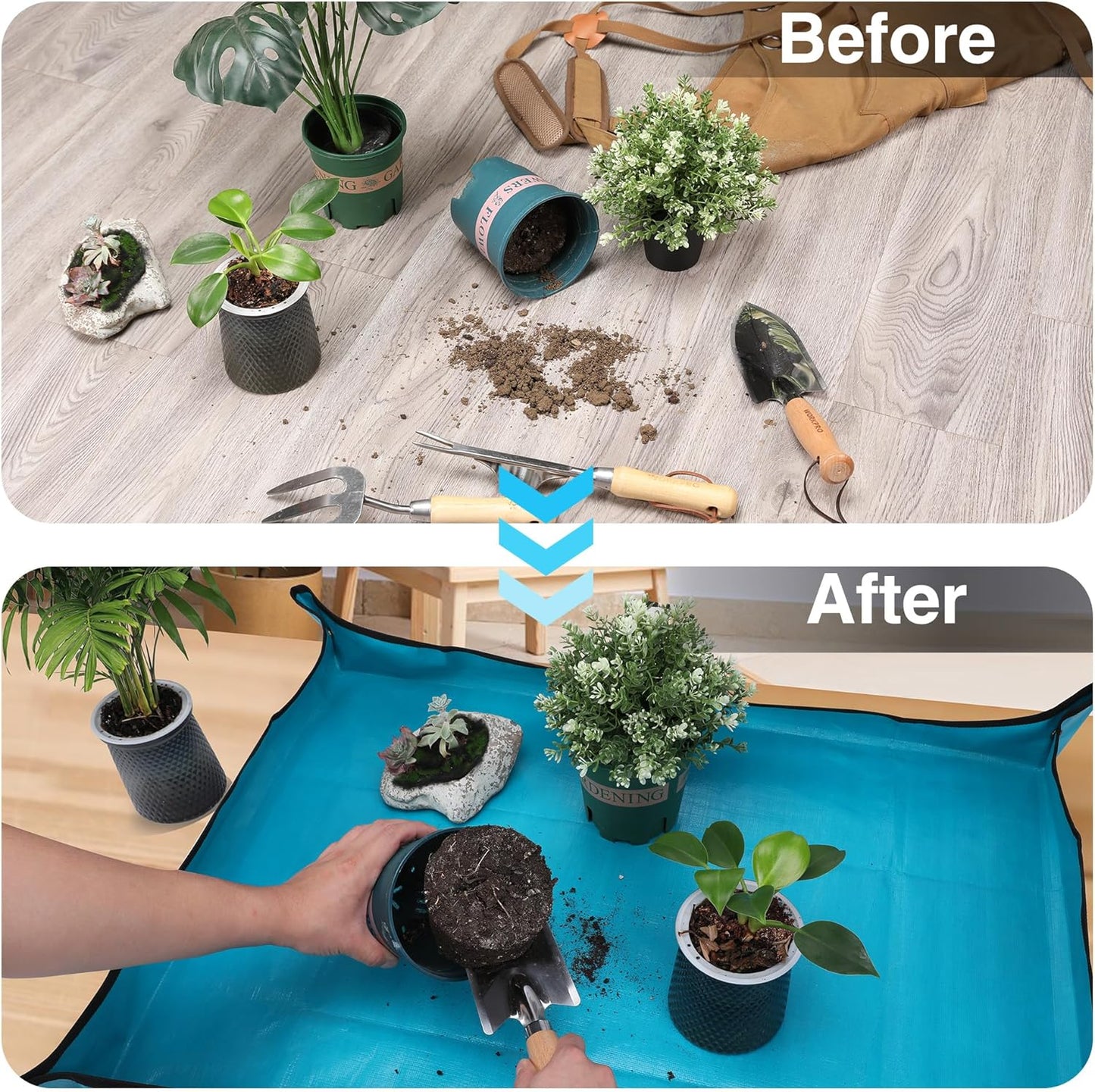 WORKPRO Repotting Mat for Indoor Plant Transplanting and Mess Control, 39.5" X 31.5" Thickened Waterproof Potting Mat, Square Planting Tray, Gardening Gifts for Plant Lovers