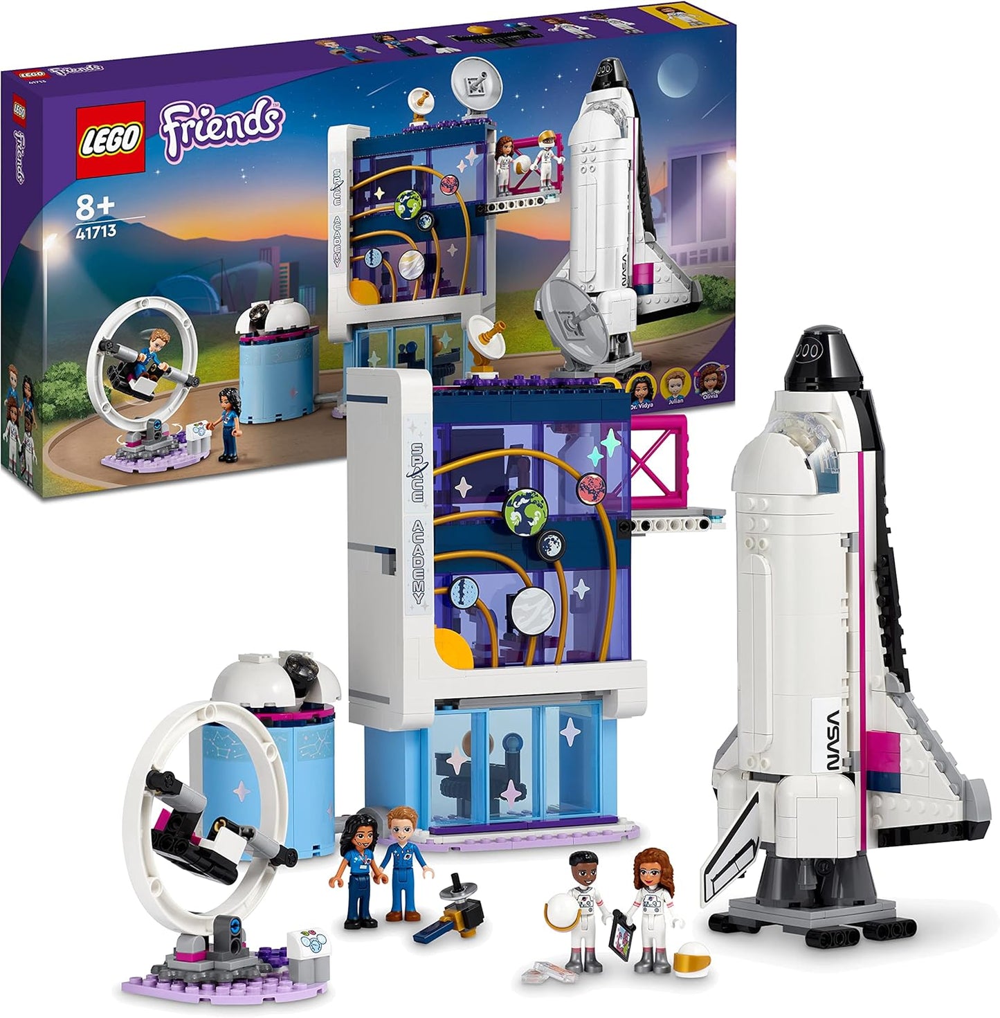 LEGO 41713 Friends Olivia's Space Training, Space Shuttle Toy and Astronaut Mini Doll Figures, for Girls or Boys