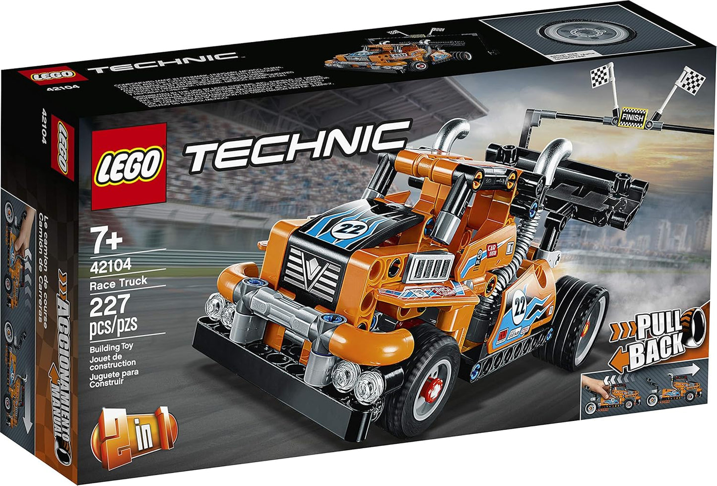 LEGO 42104 Technic Race Truck Toy to Racing Car 2-in-1 Model, Pull-Back Motor, Racer Vehicles Collection