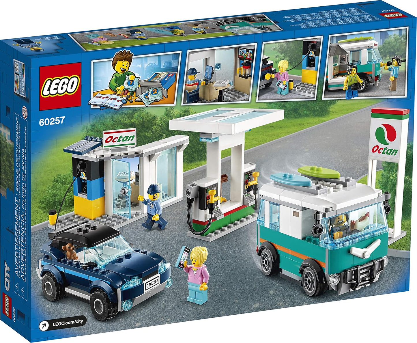 LEGO City Turbo Wheels - Gas Station, Toy Building Set from 5 Years, with Various Toy Vehicles and Minifigures (60257), Assorted Colour/Model