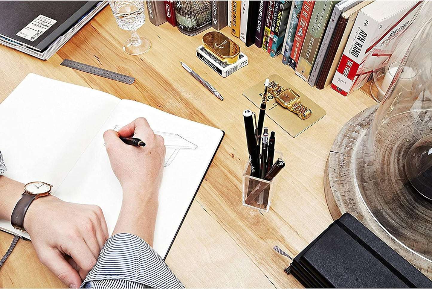 rOtring 600 Full-Metal Body 0.7mm Mechanical Pencil, Black, for Precise Ruler-Based Drawing