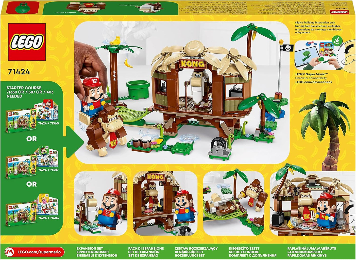 LEGO 71424 Super Mario Donkey Kong Hut Expansion Set, Construction Toy with 2 Characters, Combine with Starter Pack, for Kids, Boys and Girls Ages 8 and Above