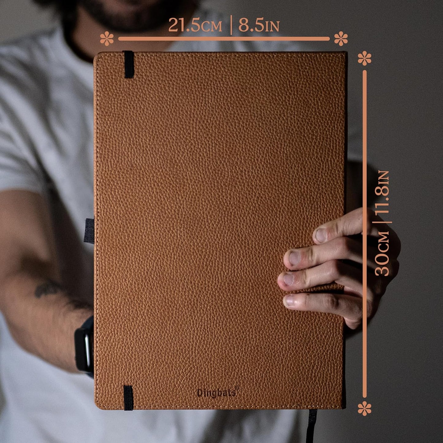 Dingbats* - Wildlife Squared Extra Large A4 Notebook - PU Leather Hardcover Journal for Work, Writing - Pocket, Elastic Closure, Pen Holder, Bookmark