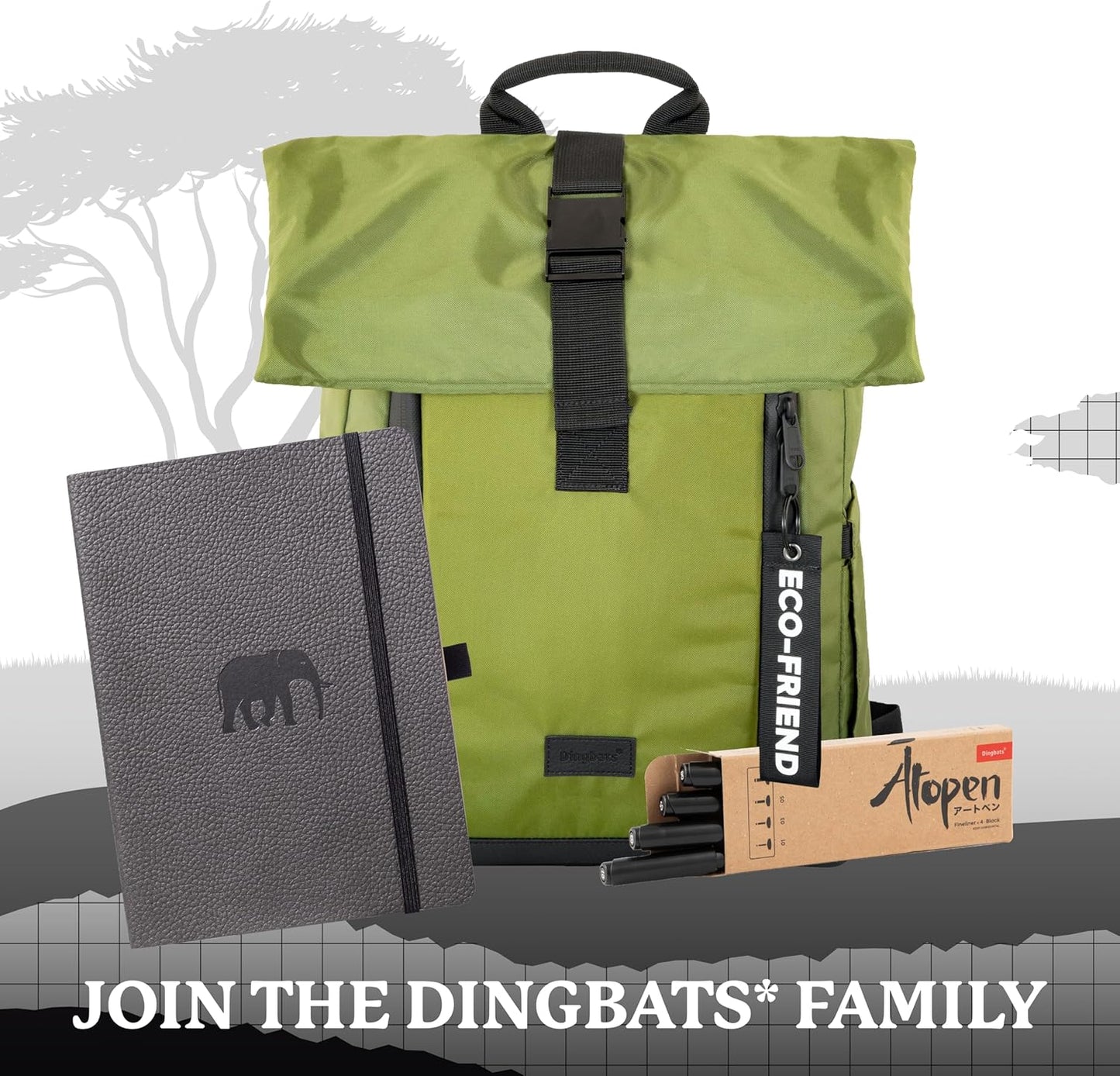 Dingbats* Wildlife Plain Writing Journal Notebook A5 - Vegan Leather Hardcover - Ideal for Work, Travel - Pocket, Elastic Closure, & Bookmark