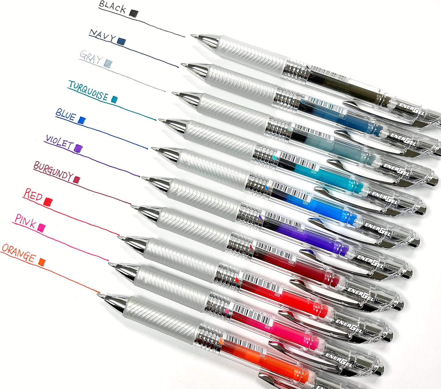 Pentel EnerGel Ink Ballpoint Pen (EnerGel Infree), 0.7mm ball, 10 Color Set (BL77TL-10)