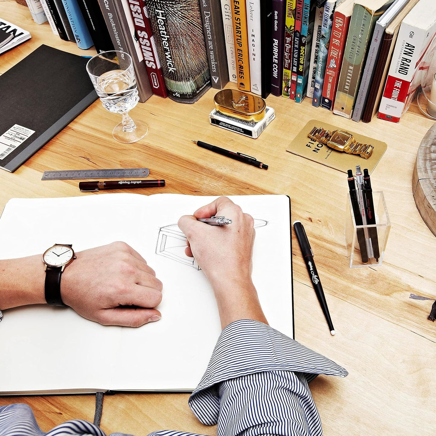 Rotring 600 Mechanical Pencil HB 0.7 mm Blue All-Metal Body Hexagonal Barrel