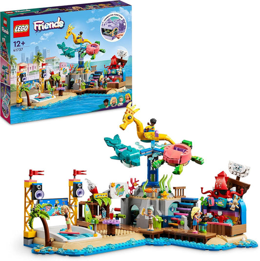 LEGO 41737 Friends Beach Amusement Park, Toy Fair with Technic Movement Elements, Animal Figures, Carousel and Wave Machine, Gift Idea