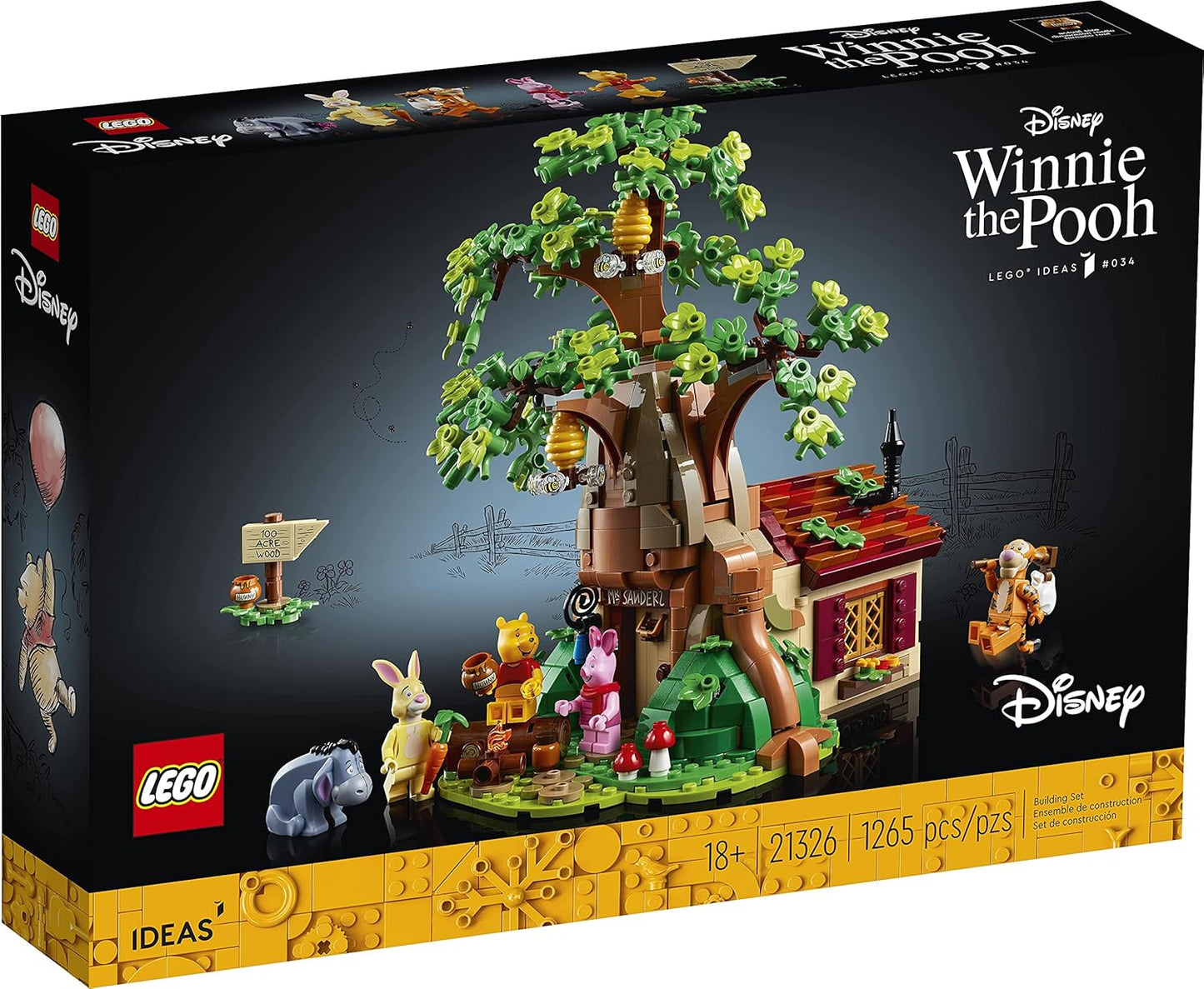 LEGO 21326 Ideas Ensemble Disney Pour adultes Winnie l'Ourson, Maison a Exposer, Figurine Bourriquet, Figurine Porcinet