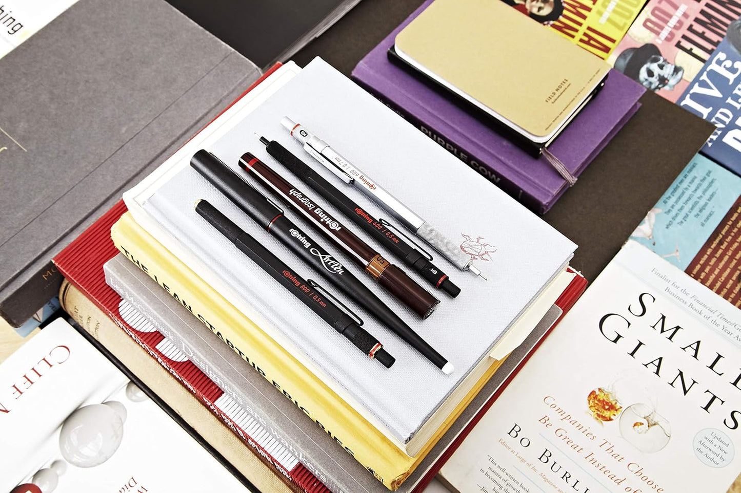 rOtring 800 Retractable Metal Ballpoint Pen, Medium Point, Black Ink, Black Barrel, Refillable, Great Gift for Coworker
