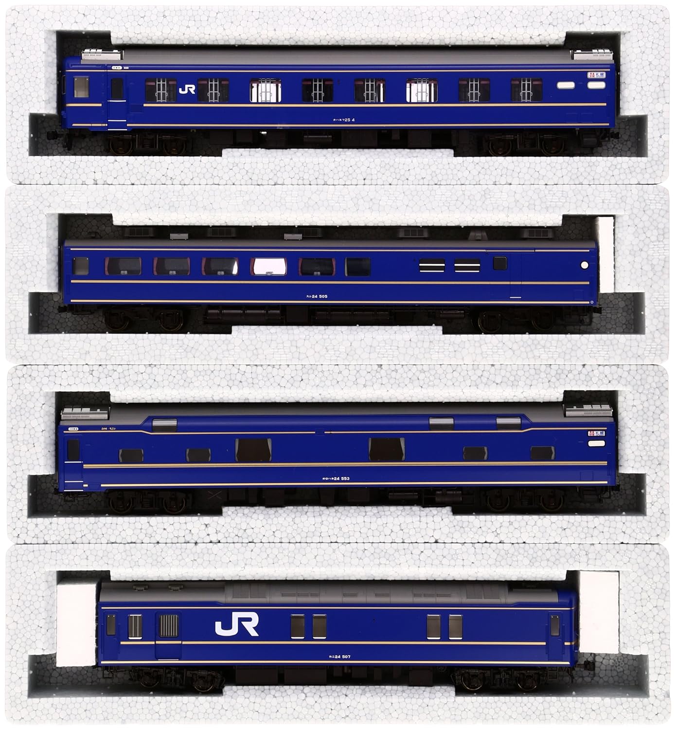 Kato HO Gage J.R. Passenger Car Series 24 Sleeper Express Hokutosei (Basic 4-Car Set) (Kato PlaRail Model Train)