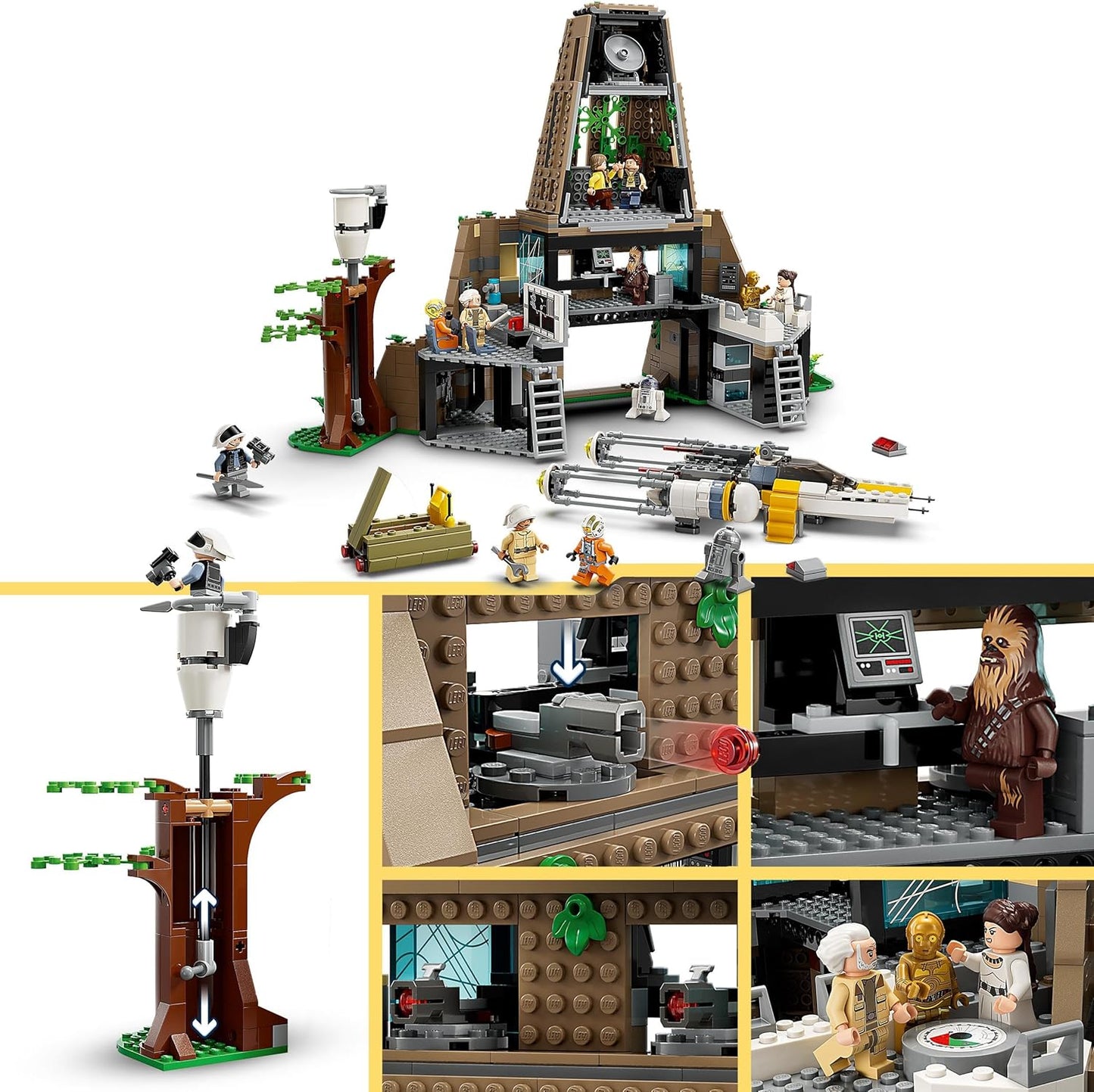LEGO 75365 Star Wars Yavin 4 Rebel Base with 10 Minifigures Including Luke Skywalker, Princess Leia, Chewbacca and 2 Droid Figures, Y-Wing Starfighter and Command Room of A New Hope