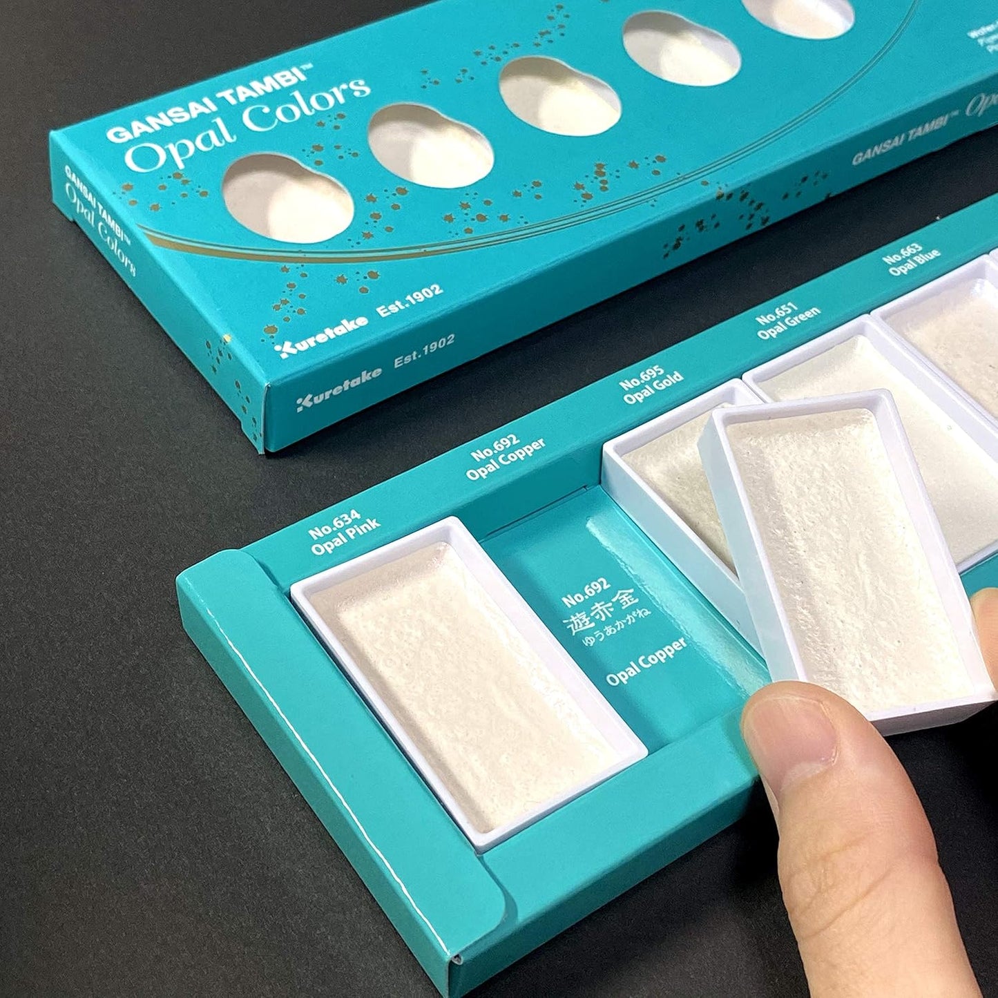 Kuretake GANSAI TAMBI OPAL COLORS, 6 colors set, Watercolor paint for Professional, for artists and crafters,Illustrations, Drawing, Lettering, Made in Japan