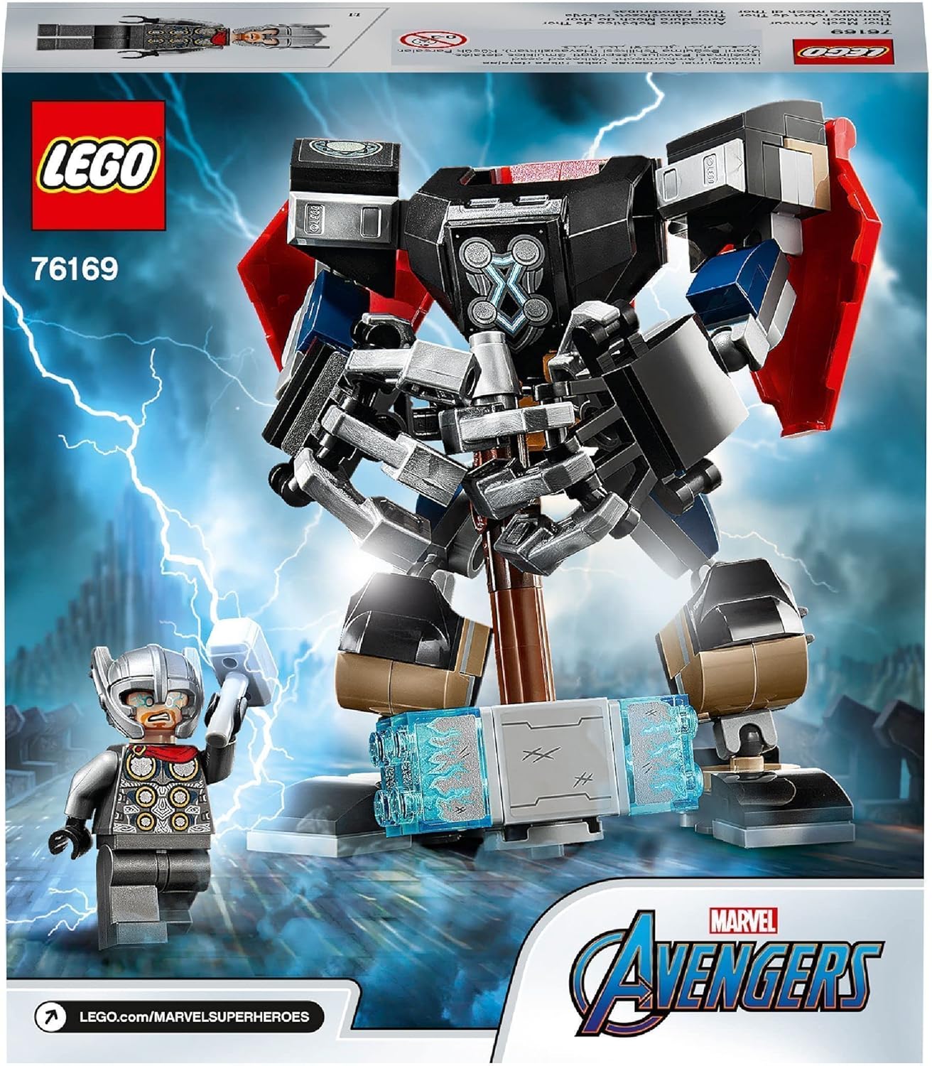 LEGO 76169 Super Heroes Marvel Avengers Thor Mech Armour Set, Action Figure Toy with Thor Minifigure