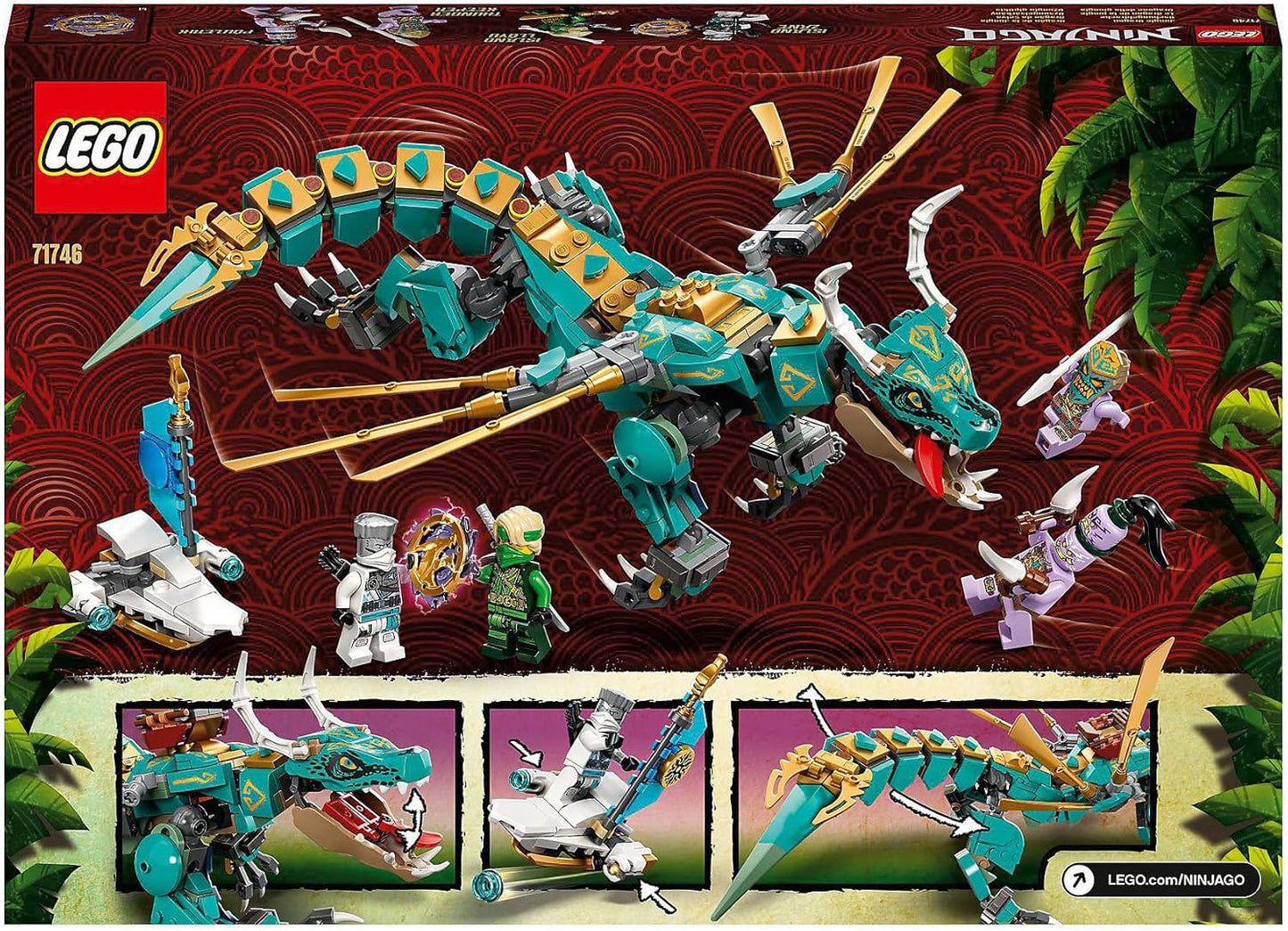 LEGO Ninjago Jungle Dragon Building Blocks Set for Kids Age 8 and Above, Multicolor