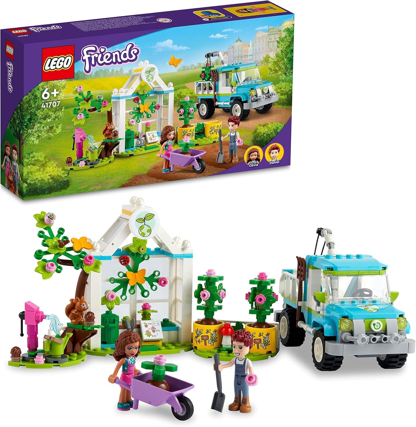 LEGO 41707 Friends The Tree Planter Truck Car Construction Toy with Animal Figurines, Gardening for Girls and Boys Aged 6+