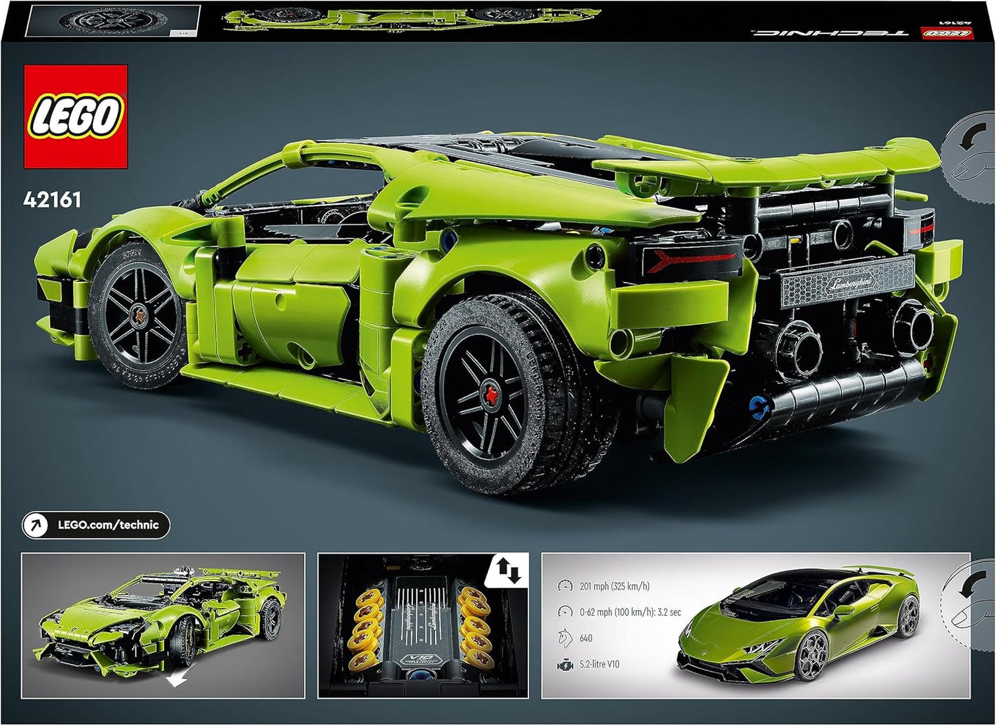 LEGO Technic 42161 Lamborghini Huracán Tecnica, Toy, Gift, Birthday Present, Blocks, Boys, for Ages 9 and Older, Vehicles, Racing, Race Car
