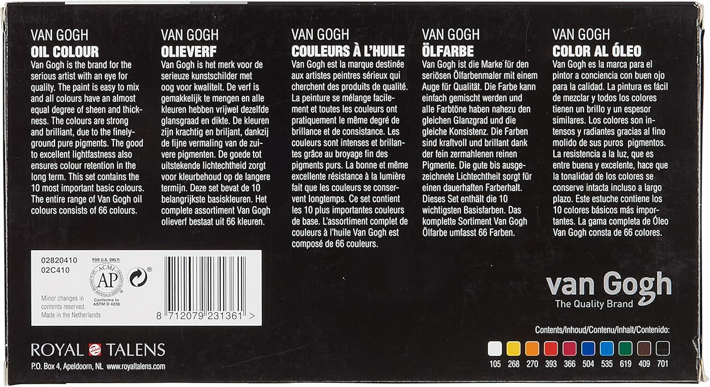Van Gogh Oil Color Paint, 10x20ml Tubes, Basic Set