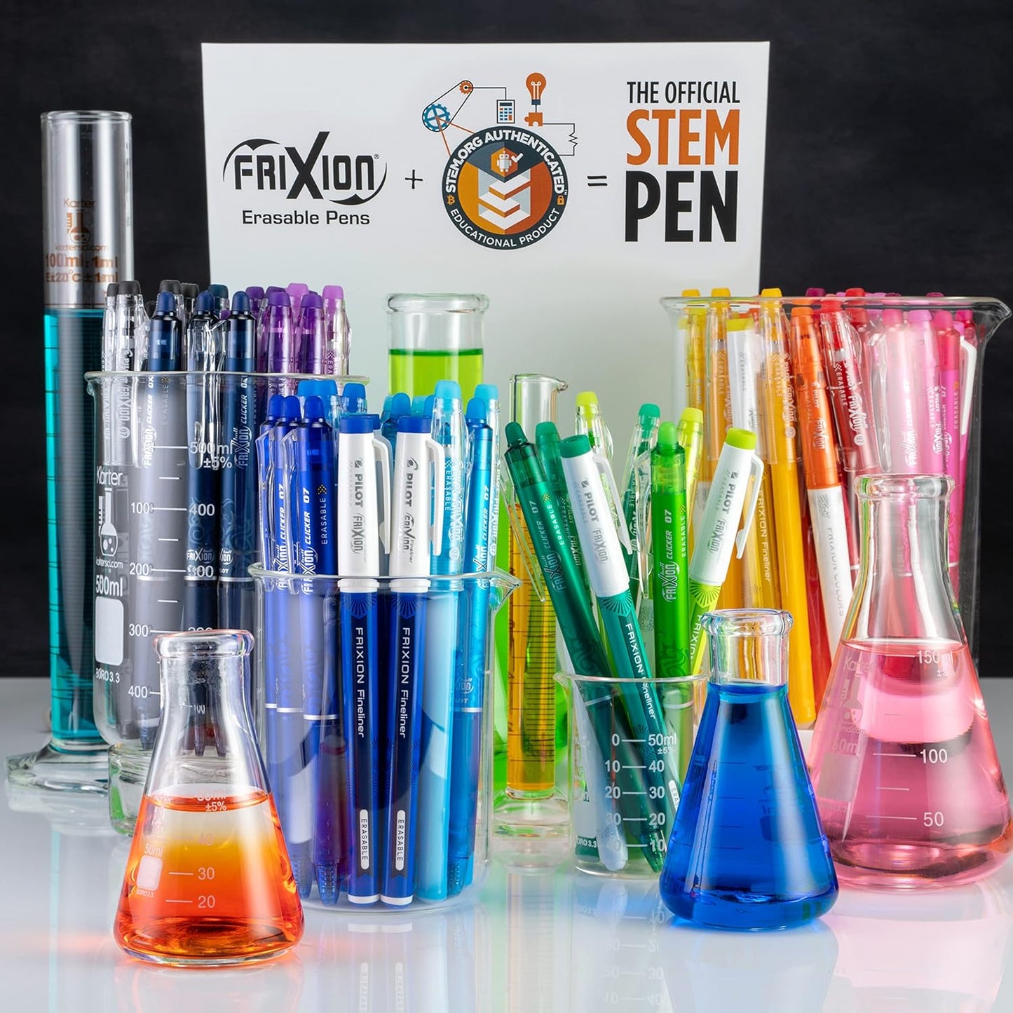 PILOT, FriXion Clicker Erasable Gel Pens, Fine Point 0.7 mm, Pack of 10, Assorted Colors
