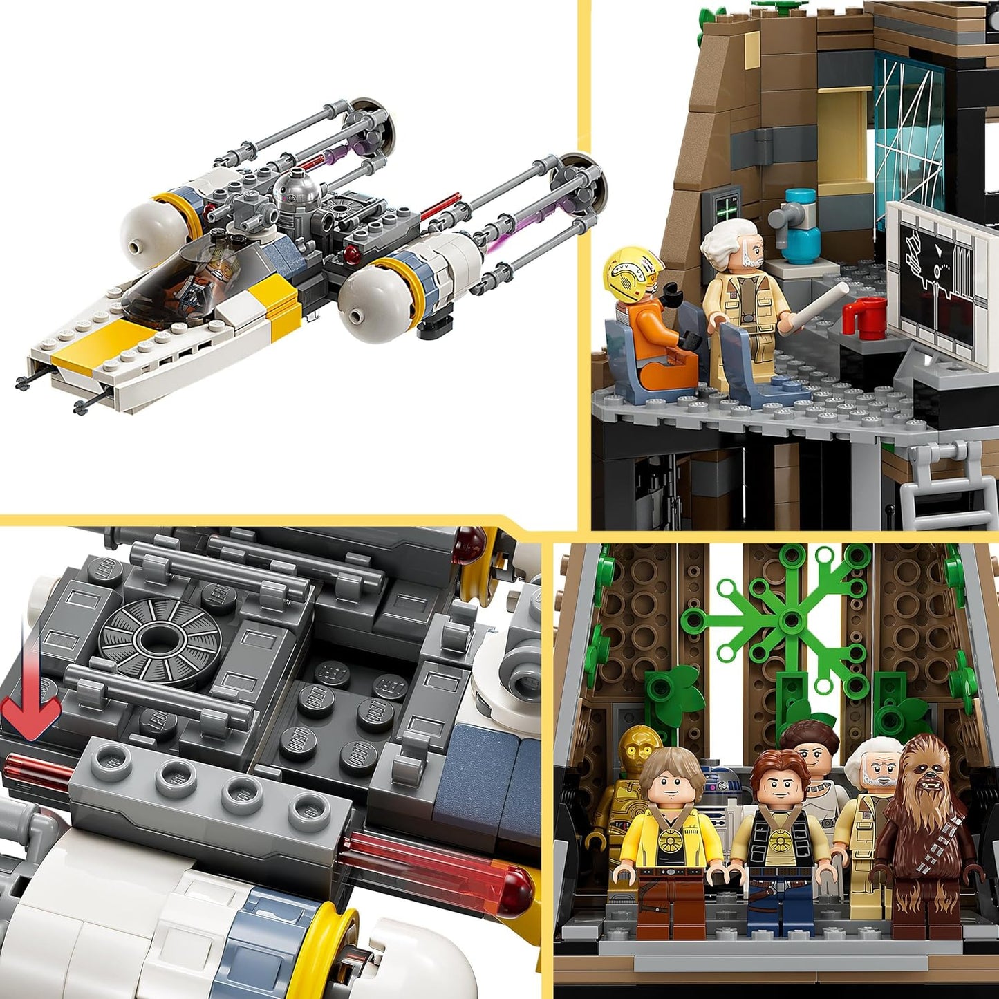 LEGO 75365 Star Wars Yavin 4 Rebel Base with 10 Minifigures Including Luke Skywalker, Princess Leia, Chewbacca and 2 Droid Figures, Y-Wing Starfighter and Command Room of A New Hope