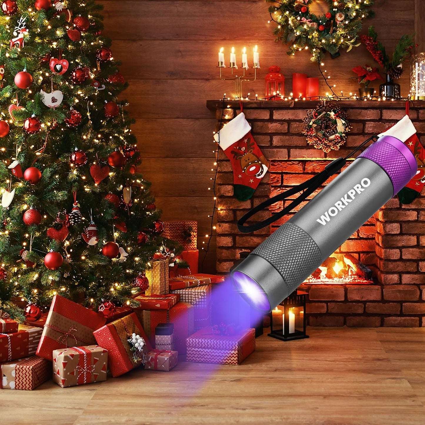 WORKPRO UV Flashlight Black Light, 365nm UV Rechargeable Flashlight, Small Portable Black Light for Pet Dog Urine, Stains Detection/Resin Curing/Fluorescent Agent