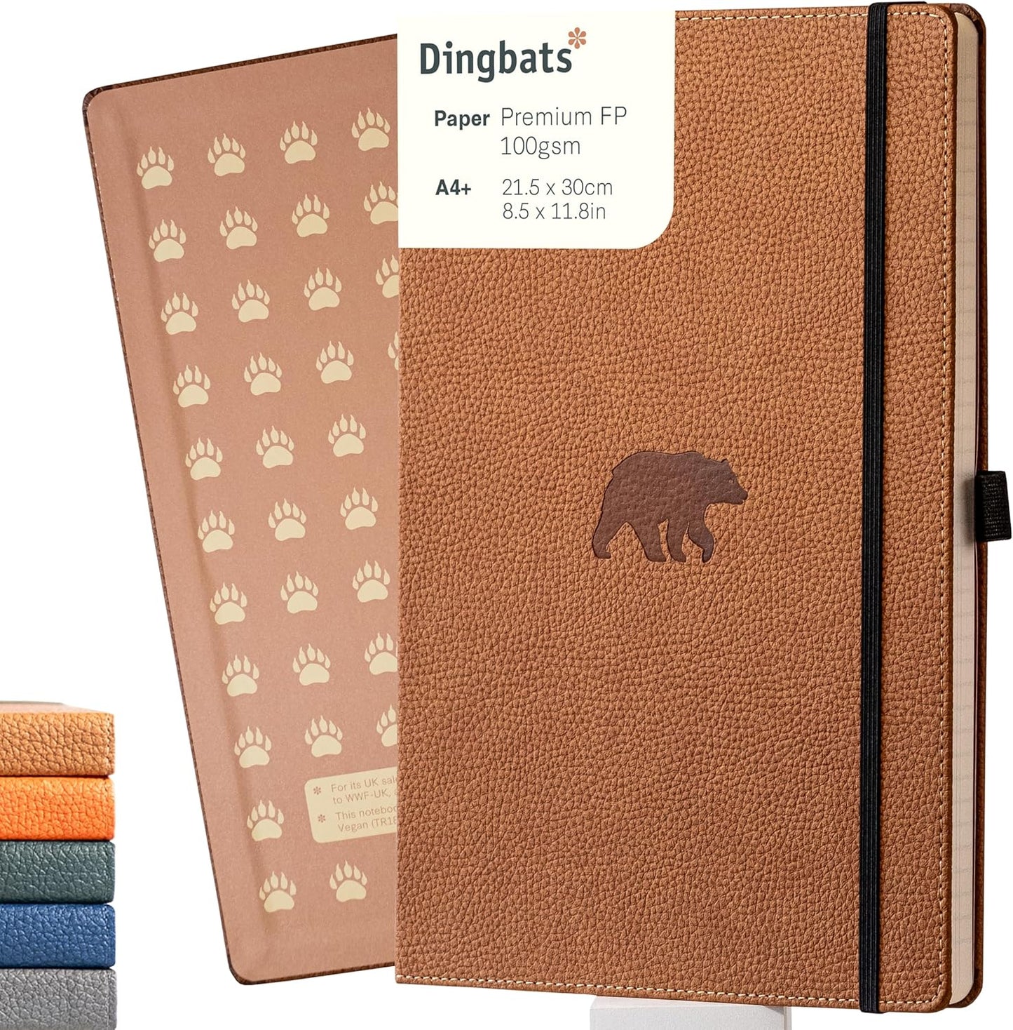 Dingbats* - Wildlife Squared Extra Large A4 Notebook - PU Leather Hardcover Journal for Work, Writing - Pocket, Elastic Closure, Pen Holder, Bookmark