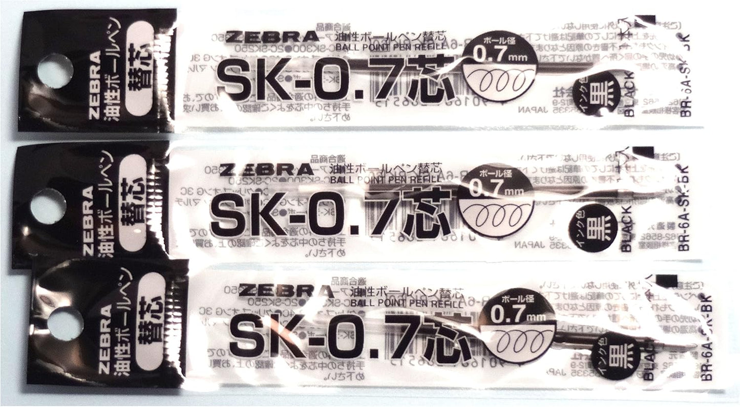 ZEBRA SK-0.7 Refill 0.7mm Black Ink | 3-Pack Japan Import