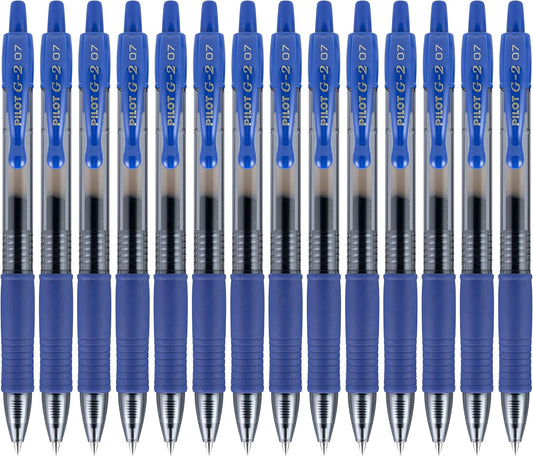 PILOT, G2 Premium Gel Roller Pens, Fine Point 0.7 mm, Blue, Pack of 14
