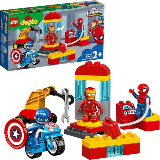 LEGO 10921 DUPLO Super Heroes Marvel Lab with Spiderman, Ironman and Captain America, Set for Toddlers 2+ Year Old