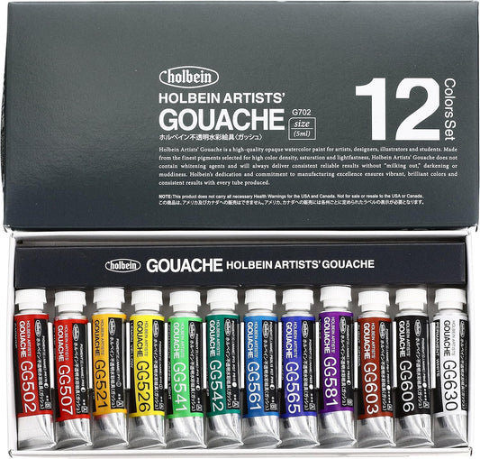 Holbein Artists Gouache Set of 12, 5ml tubes