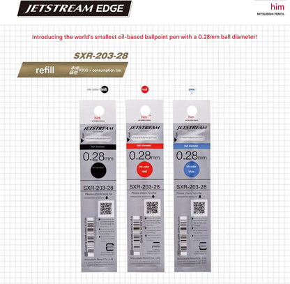 Ultra Fine 0.28 Ballpoint Pen Japan – Mitsubishi Jetstream Edge SXN100328W.15 White Red – Smooth Oil Ink – For Precise Writing – Original Imported