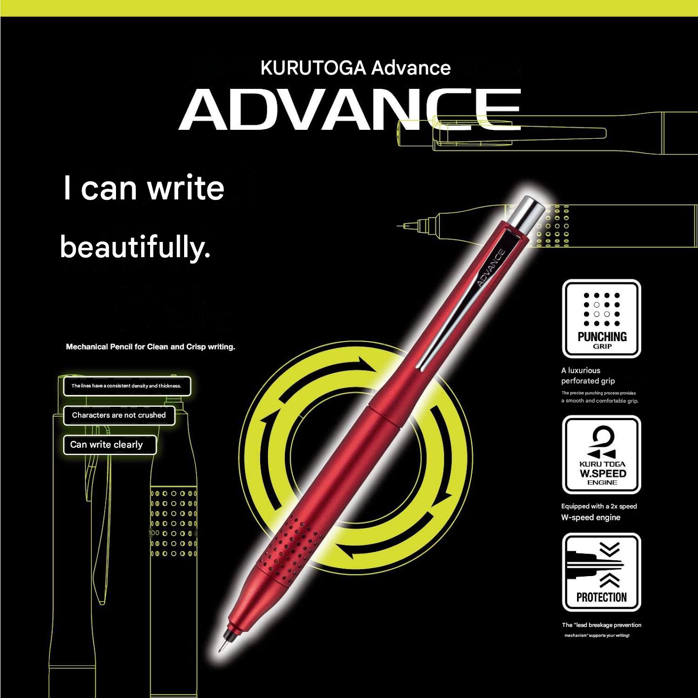 0.5 Mechanical Pencil for Students Mitsubishi Kurutoga Advance M510301P.15 Smudge-Free Writing Original Japan