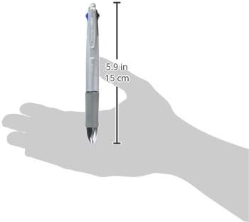 ZEBRA Clip-On 1000, 4 Color 0.7 mm Ballpoint Multi Pen 0.5 mm Pencil, Silver Body (B4SA2-S)