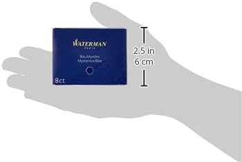 Waterman Fountain Pen Ink Cartridges, Long, Mysterious Blue, 8 Count