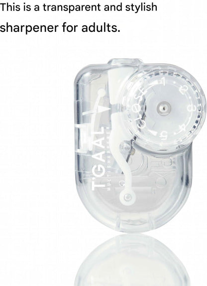 Transparent and stylish sharpener for adults on a white background
