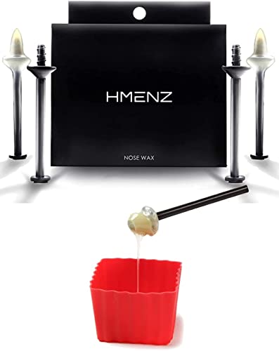 HMENZ Men's Nose Hair Removal Wax Nose Hair Stick 24 Sticks 12 Doses with Cups