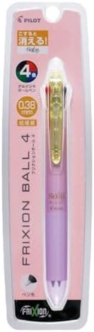 PILOT Ballpoint Pen, Frixion Ball 4, 0.38mm Ultra Fine, 4 Colors (Black, Red, Blue and Green), Gradation Purple Body (PLKFB80UF-GRPU)