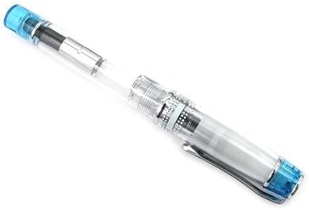 PILOT Prera Iro-Ai Calligraphy-Nib Fountain Pen, Transparent Light Blue Body (FPRN-350R-TLBCM) close up nib