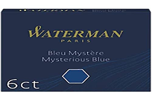 Waterman Fountain Pen Ink Cartridges, Short 'International', Mysterious Blue, 6 Count