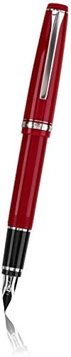 PILOT Falcon Collection Fountain Pen, Red Barrel with Rhodium Accents, Soft Extra Fine Nib, Blue Ink (71620) side view