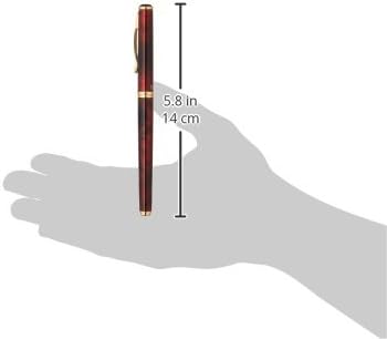 PILOT Cavalier Fine Nib Fountain Pen, Marble Black/Red Body (FCA-5SR-BR-F) front view