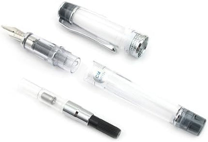 PILOT Prera Iro-Ai Calligraphy-Nib Transparent Black Body Fountain Pen (FPRN-350R-TBCM) close up nib