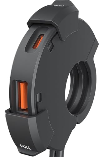 Kaedear Motorcycle USB Clamp, Water Resistant, Fast-Charging, Type A, Type C, PD(30W)+QC3.0(18W), SAE DC 12V, KDR-M3D (‹ÄЋĩ‹Äċâø)