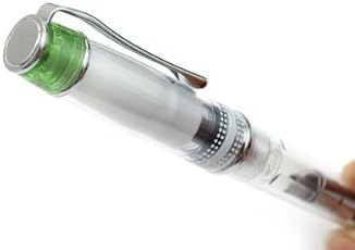 PILOT Prera Iro-Ai Calligraphy-Nib Transparent, Green Body Fountain Pen (FPRN-350R-TLGCM) close up nib