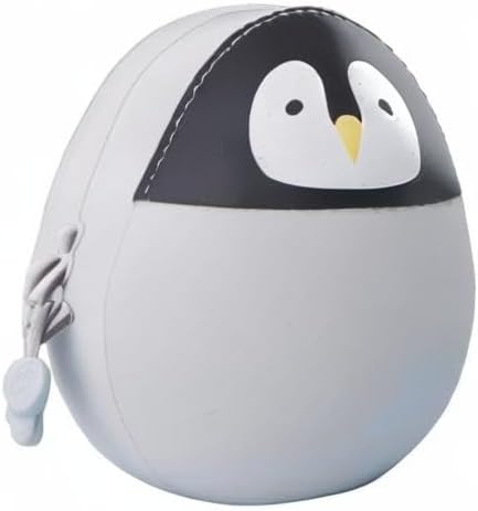 LIHITLAB PuniLabo Mini Zipper Pouch, Egg-Shaped, 2.2" x 2.4", Penguin (A7782-10)
