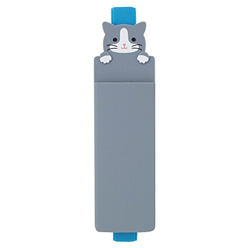 LIHITLAB PuniLabo Book Band Pen Case Holder, 2.1" ÌĉÛÓ 0.8", Gray Cat (A7720-4)