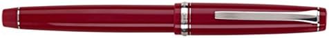 PILOT Falcon Collection Fountain Pen, Red Barrel with Rhodium Accents, Soft Extra Fine Nib, Blue Ink (71620) close up nib