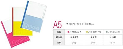 Kokuyo Campus Paracuruno Slanted Page Notebook - A5 (5.8" X 8.3") - 24 Lines X 80 Sheets - Pink