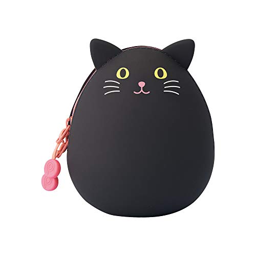 LIHITLAB PuniLabo Mini Zipper Pouch, Egg-Shaped, Black Cat (A7782-3), Medium: 2.2 ÌĉÛÓ 2.4 inches